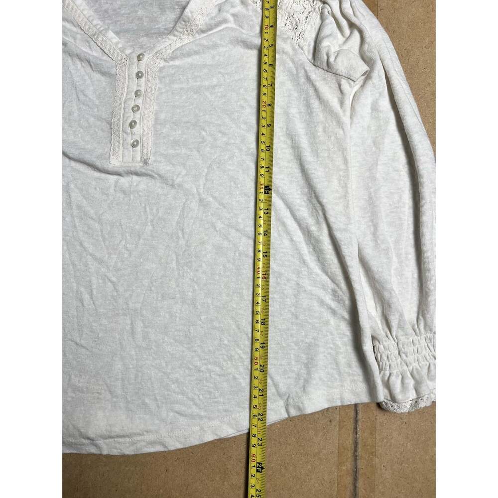 Sundance Tunic Womens L White Crochet V-Neck Long Sleeve Button Lightweight - Picture 2 of 8